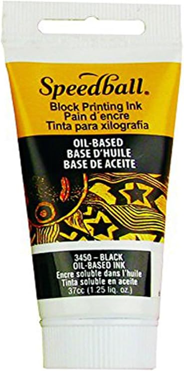 Speedball 3450 Oil-Based Block Printing Ink For Professional, Permanent Prints AP Certified 1.25 FL OZ, Black, 37cc tube (003450)