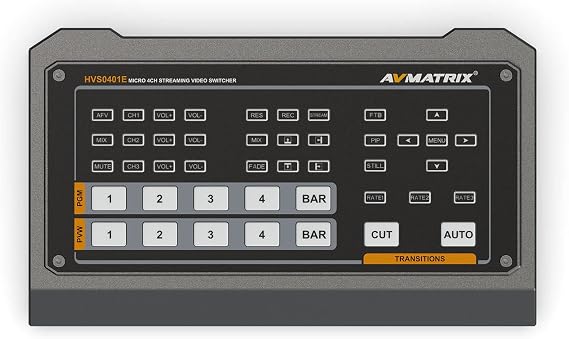AVMATRIX HVS0401E Video Switcher Mixer 4 Channel SDI HDMI Inputs 2 Channel PGM Output for Live Streaming Recording