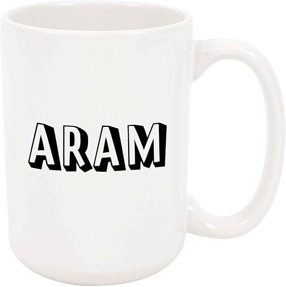 Aram Coffee Mug - Custom Personalized Cup with Name, Block Text, 11 oz