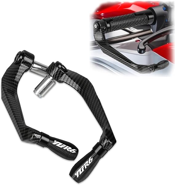 Handguards Carbon Fiber Aluminum Handbar Brake Clutch Levers Guard Protector for Yamaha YZF R6 2017 2018 2019 2020 2021 2022 YZFR6 YZF-R6 (Color : Black, Size : 2017-2022)