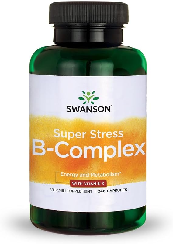 Swanson Super Stress B-Complex Energy and Wellness Supplement, 240 Capsules | For Busy Adults Seeking Daily Vitamin B Support, a Blend of B Vitamins Formulated for the Mind and Body for Stress and Energy