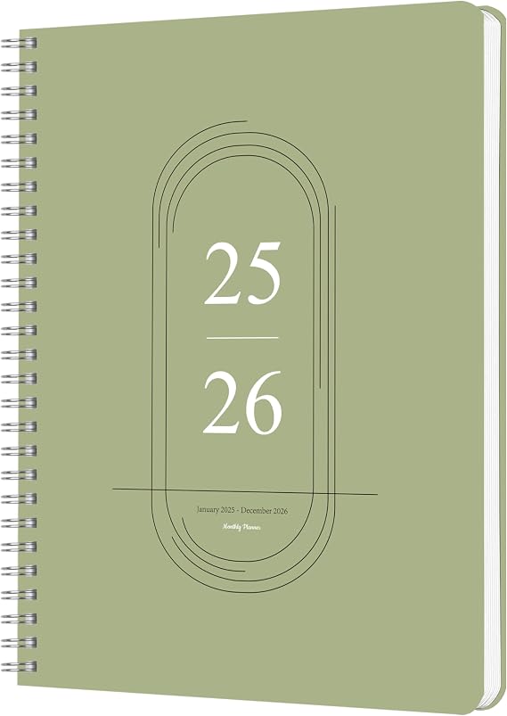 Monthly Planner 2026, Calendar 12 Months Planner with Flexible PVC Cover for Home,School and Office Work, 7" x 9", Jan 2026 - Dec 2026-Green