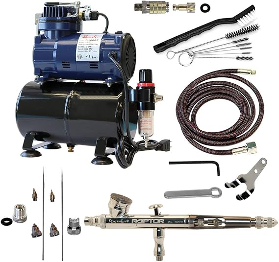 Paasche Airbrush RG-3000DA Double Action Gravity Feed Airbrush Set and Compressor with Tank