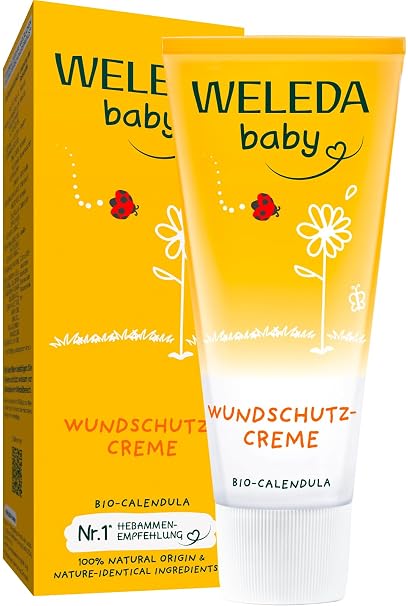 Weleda Baby Calendula Nappy Change Cream 75ml Naturkosmetik Wundsalbe schützt empfindliche Babyhaut hilft bei Rötungen Wundsein Bio-zertifiziert Babycreme Windeldermatitis