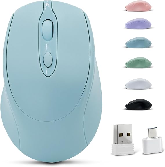 Bluetooth Mouse,Rechargeable Wireless for Laptop/iPad/MacBook Pro/Air, Silent Portable Slim for Surface Pro/PC/Lenovo/Samsung Tablet (Blue)