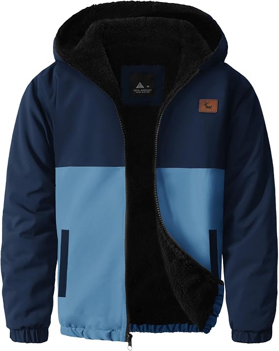 ZITY Boys Fleece Jacket Sherpa Lined Zip Up Hoodie
