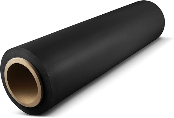 18"x 1500 FT Roll - 80 Gauge Thick + Heavy Duty .Stretch wrap Moving & Packing Wrap. Industrial Strength, Plastic Pallet Shrink Film Ideal for Furniture, Boxes, Pallets... (Black, 1 Pack)