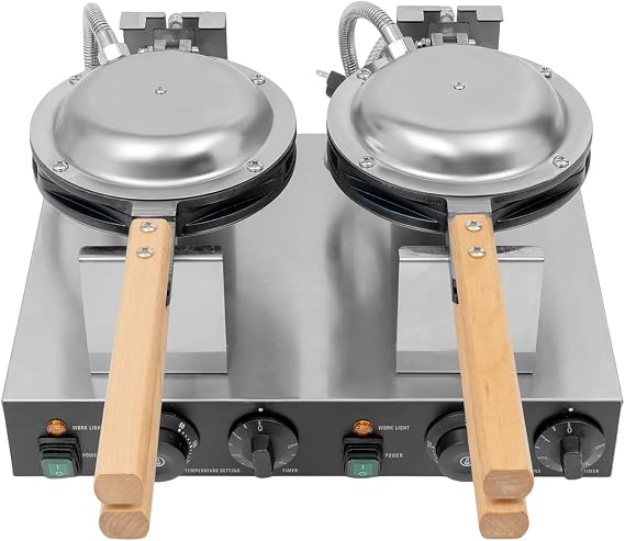 Waffle Making Machine, 110V 2.83KW Commercial Double-ended Bubble Waffle Maker, Honeycomb Egg Waffle Making Machine Adjust Temperature Stainless Steel Takoyaki Maker for Restaurant Party Food Stall