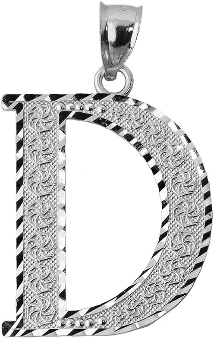 925 Sterling Silver Initial Letter D Charm Pendant, 0.7"