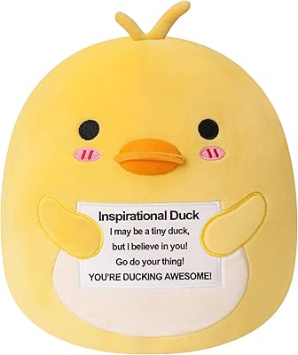 Duck Plush, Cute Duck Stuffed Animal, Positive Plushies Doll Funny Reduce Pressure Toy Cheer Up Gifts for Girls Boys Party Decor 10