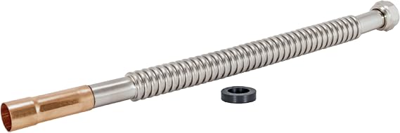 Eastman 12 Inch WaterFlex Water Heater Connector, 3/4 Inch FIP x 3/4 Inch Female Sweat, Stainless Steel Corrugated Water Heater Supply Line, 437412