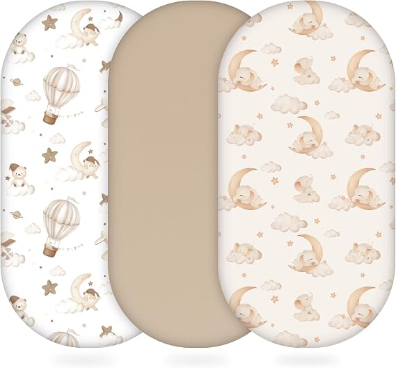 Moses Basket Sheets, Pram Bassinet Sheets Fitted 81x41 cm for Baby