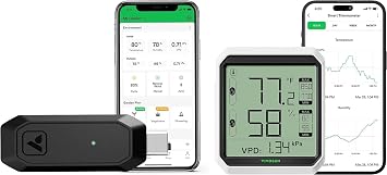 VIVOSUN GrowHub Controller E25 and AeroLab THB1 Wireless Bluetooth Hygrometer Thermometer Indoor, Smart Temperature Monitor, Digital Humidity Meter, LCD Remote App Control & Alert, Data Storage, Dual