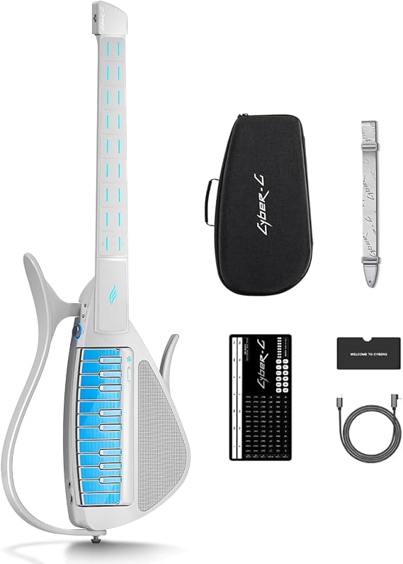 Cyber-G by Enya Smart Backup Stringless Guitar Chord Generator with 20 Instrument Sounds, Arctic White