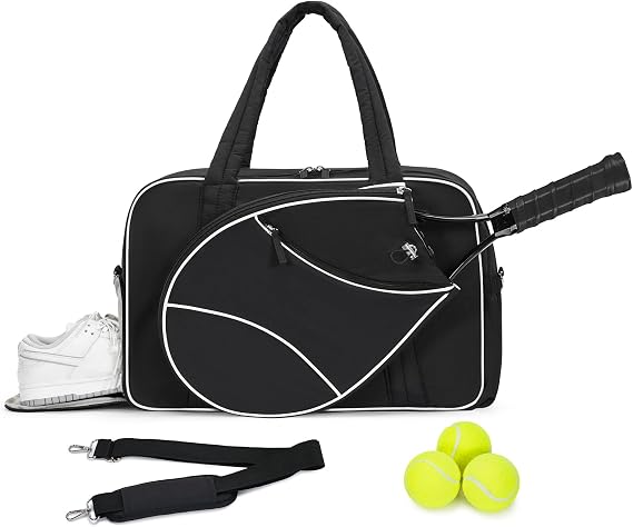 Marvolia Tennis Gym Bag for Women Tennis Racket Bag | for Pickleball Badminton, Travel Overnight Weekend Bag, Water-Resistant Fabric, Shoe Compartment, Wet Pocket
