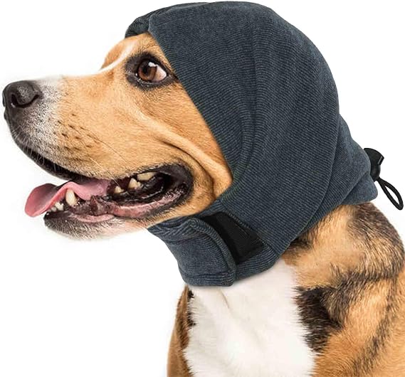 IDOMIK Dog Calming Hoodie, No Shake Ear Wraps for Dogs Cats,Grey,S | Dog Ear Muffs for Noise Protection & Anxiety Relief, Ideal for Fireworks, Thunder, Grooming, Hematoma, Vet Visits, and Travel