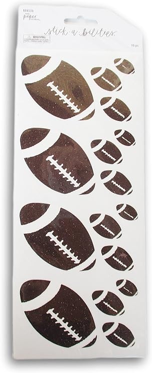 Glitter Football Stickers - Football Season Balls - Adhesive Decals for Crafts, Cardmaking, Scrapbooks 16 Pc