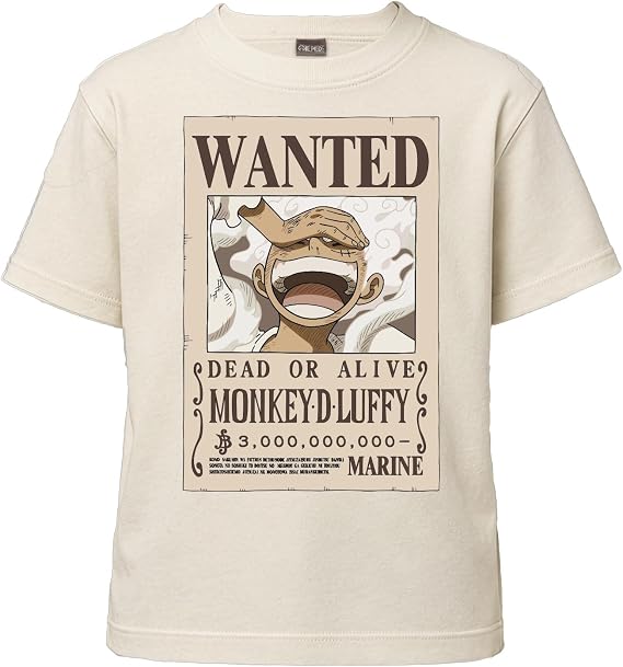 One Piece Luffy Wanted Poster - Official Anime Cotton T-Shirt - Berry 3 Billion Reward T-Shirt - Kids Gift Idea