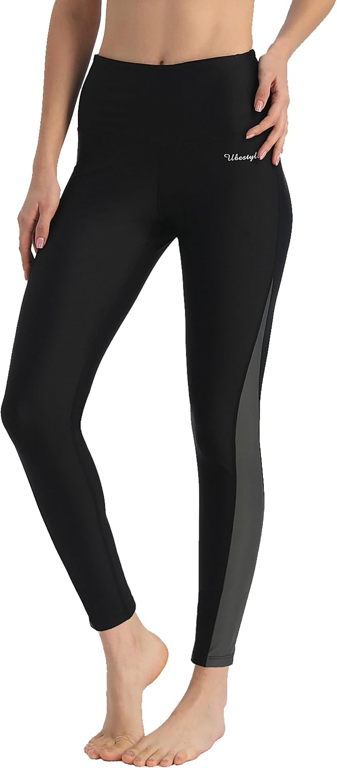 Ubestyle UPF 50 High Waist Womens Long Swim Pants Swim Leggings Swimming Tights Sun Protective