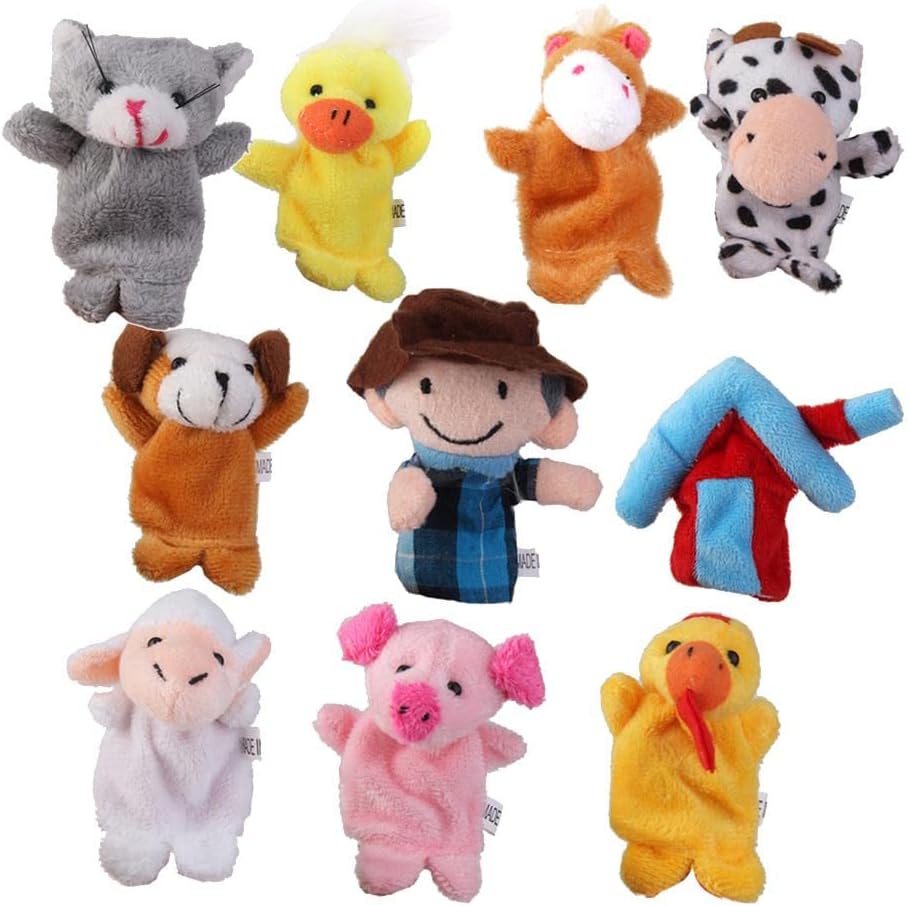 Old MacDonald Farm Animals Finger Puppets - Plush Toy Set for Toddlers and Preschoolers
