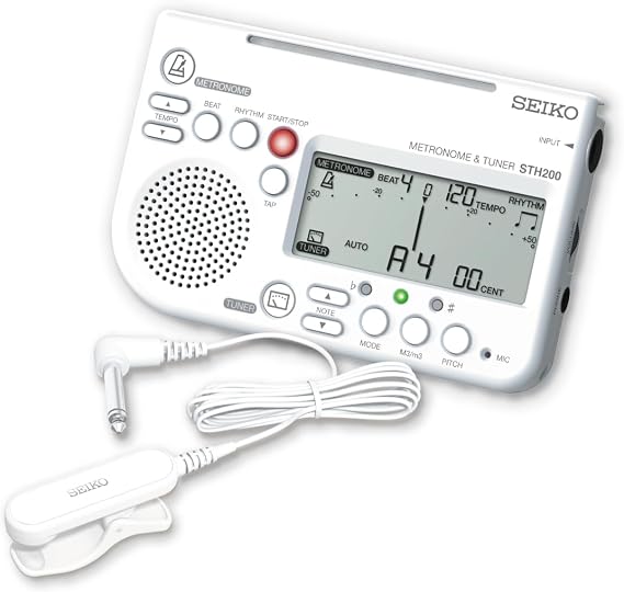 Seiko STH200WHSP Metronome & Tuner, White, Pickup Microphone, 2-Piece Set, Special Pack