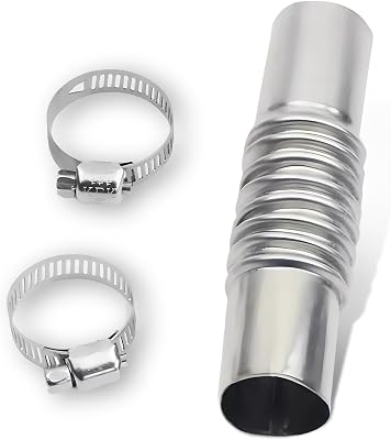 1 Pack Car Exhaust Pipe Tube Connector, 5.1In Waterproof Durable Metal Vehicle Heater Pipe Fittings, Straight Design, Universal Flexible Adjustable Exhaust Pipe Accessories Silver