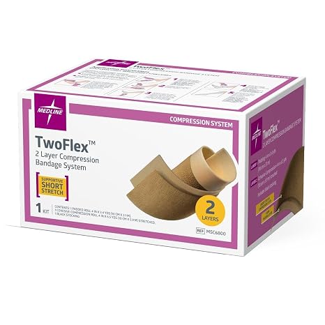 Medline TwoFlex 2-Layer Compression System, Easy to Use Adjustable Compression, for Athletes and Medical Use, Effective Compression with 2-Layer Design