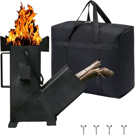Marada Portable Rocket Stove Heavy-Duty Wood Burning Stove For Camping Gear & Survival Gear, Backyard Cooking, Camping Grill, Outdoor Events(Square)