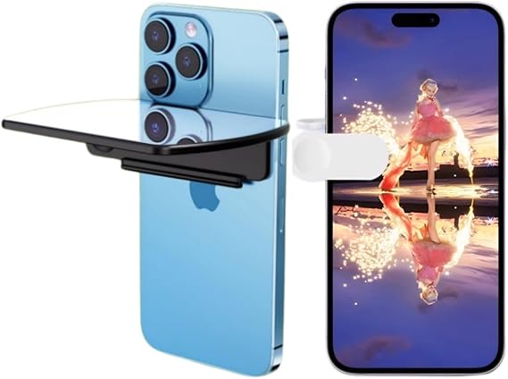 High Definition Phone Camera Reflection Mirror with Clip for Smartphone Photography, Flip Mirror for Landscape and Portrait s, Compact Glass Lens for Clear Reflections