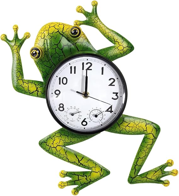 Frog Outdoor Clock with Thermometer & Humidity