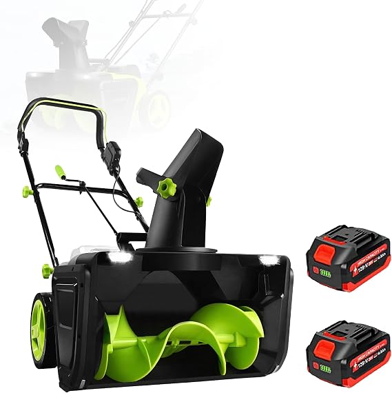 3500W corded electric push snow blower with LED headlight, 7.6-meter throwing distance, 50-centimeter snow clearing width, suitable for yards, playgrounds, and farms. 2batteries