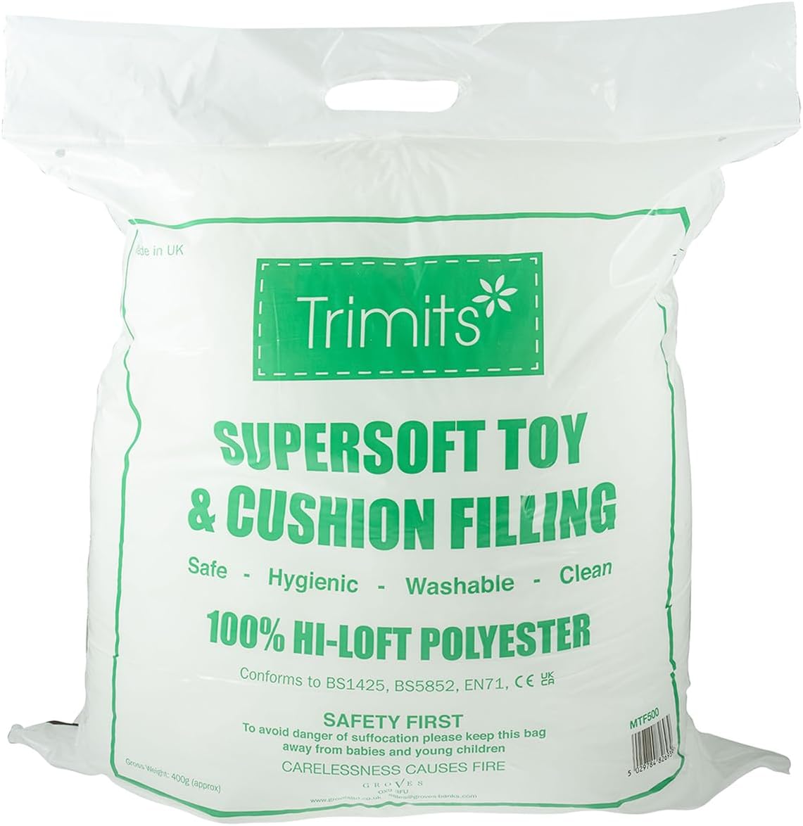 Trimits Toy Filling, Stuffing, Padding, 400 grams, White, Polyester