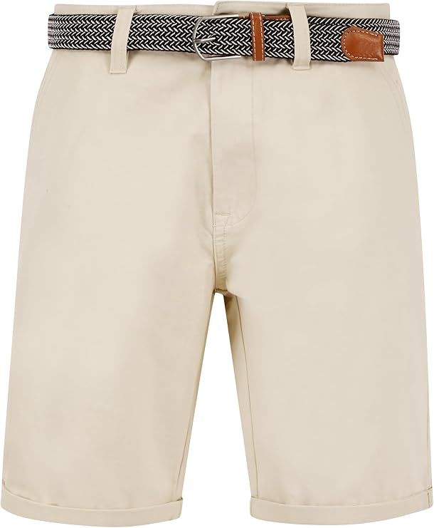 Tokyo Laundry Men's Sheringham Cotton Twill Chino Shorts with Woven Belt