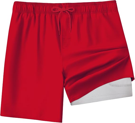Men's Swim Trunks 8" with Compression Liner Quick-Dry Board Shorts
