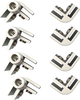 8 Pcs Aluminum Alloy Glass Clip Silver Glass Clamp Glass to Glass Holder Connector for Glass Balustrade Railing Pool Fence