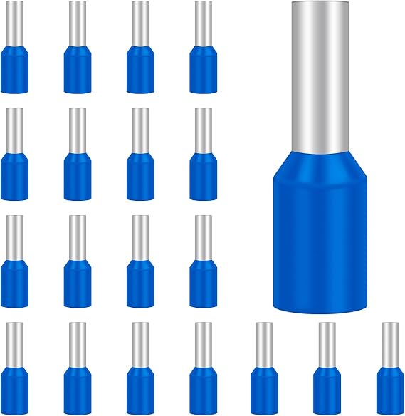 Insulated Bootlace Ferrule Wire Terminals - 100Pcs, Blue Cord Pin End Crimp Ferrules, 2.5mm², E2508
