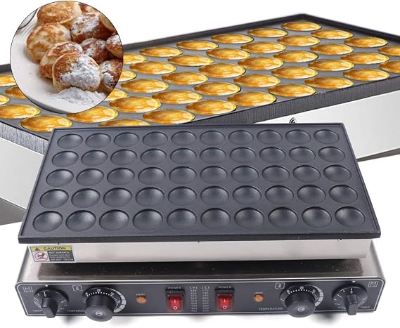 Waffle Pancake Machine - 50 Holes Pancakes Maker Machine 220V 850W Commercial 1.77in Mini Pancake Maker Non-stick Round Stainless Steel Waffle Machine With 50-300℃ Temp Range and Time Contro
