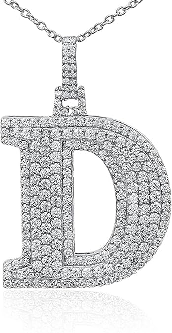 White Gold Plated & Yellow Gold Plated Moissanite Initial Letter Pendant Necklace for Men Women - 925 Sterling Silver Pendant with A to Z Alphabet Jewelry - Gift for Anniversaries or Special Occasions