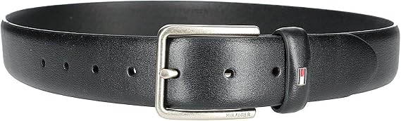 Tommy Hilfiger Men's Smooth Feather Edge Leather Belt, 40, Black