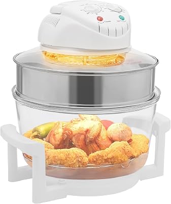 18QT Portable Air Fryer, 360 Electric Airy Fryer, 1200W-1400W Electric Oven, Glass Airfryer with Adjustable Temperature & Timer, Dual Heating Methods, 360 Viewable Air Fryer Oven for Kitchen