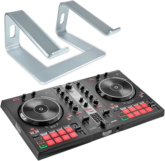 Hercules DJControl Inpulse 300 MK2 2 Deck DJ Controller + Keepdrum Laptop Stand Silver