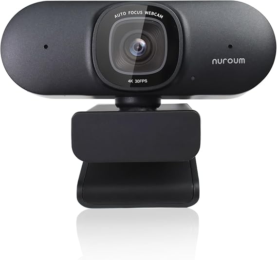 NUROUM V32AF 4K Webcam for PC, Adjustable FOV, Premium CMOS, Autofocus Auto-Framing, Noise Canceling Microphones, USB Plug&Play Web Camera for Desktop/Laptop/Mac, Video Calls w/Zoom/Teams/Google Meet