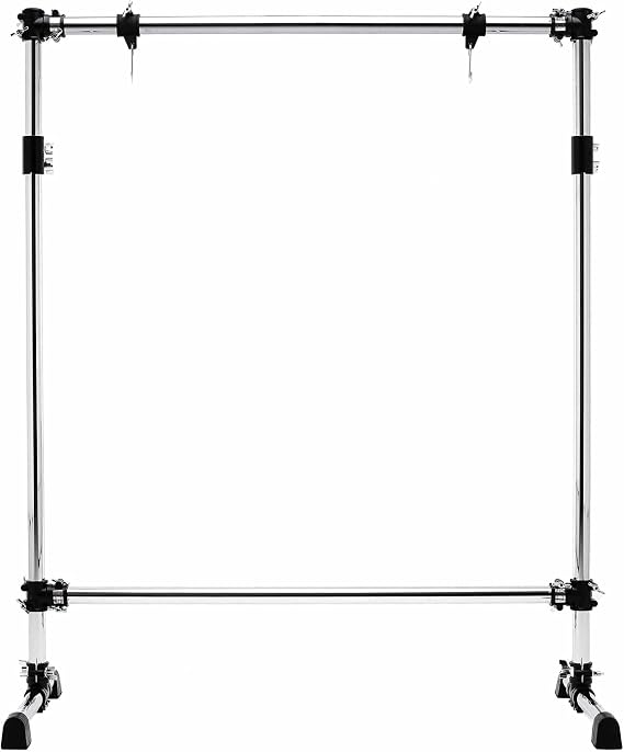 Straight Bar Gong Stand with Black Clamps, Rack Bars and Hooks (GPRGS-L)