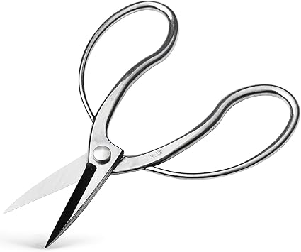 Wazakura Stainless Steel Series Traditional Bonsai Scissors, Made in Japan 7 in (180 mm), Hasami Pruning Shears, Professional Garden Tools (Traditional Stainless Steel)