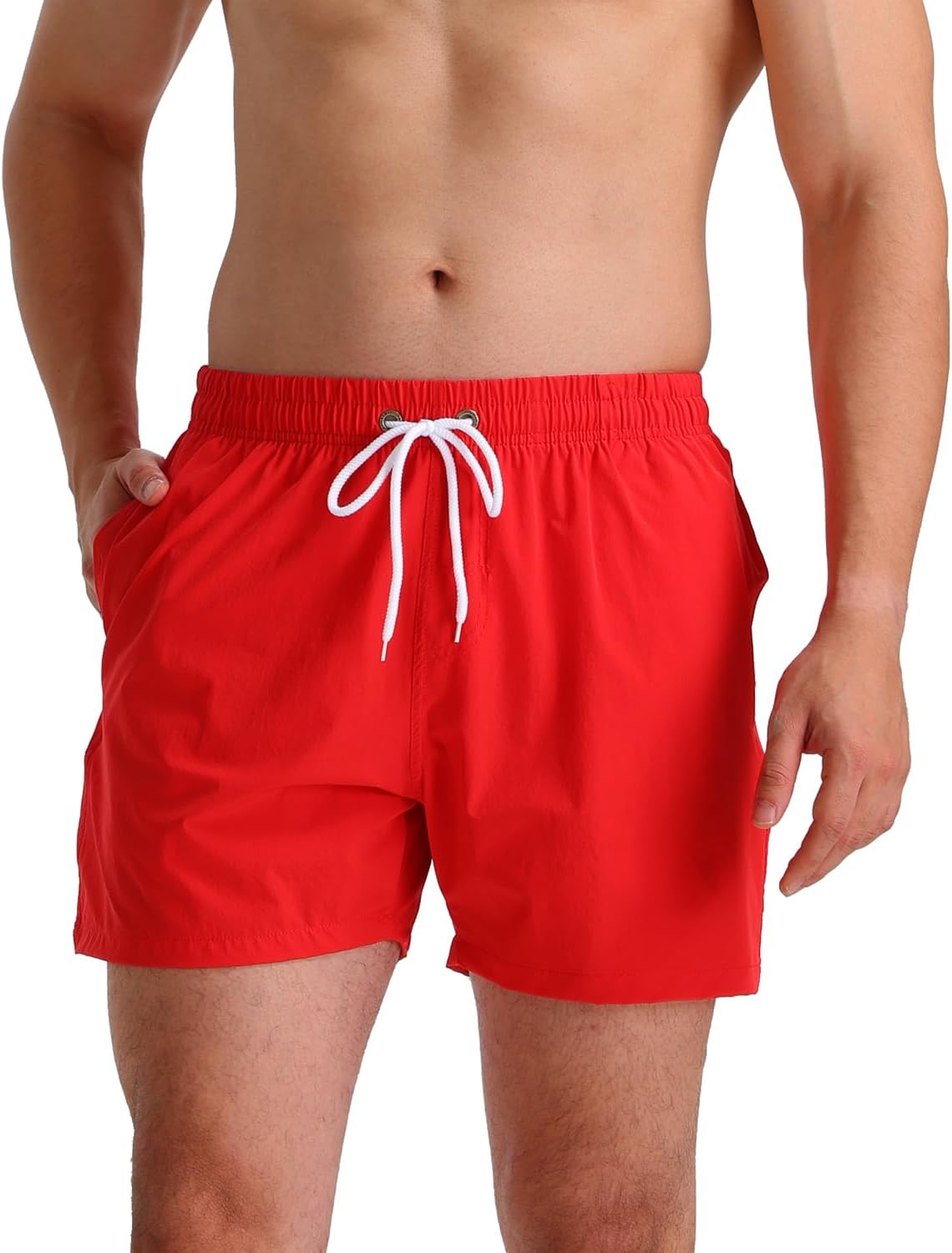 TUVEKE Mens Swim Trunks Quick Dry Bathing Suit for Men 5 Inch Inseam with Mesh Liner Mens Swimming Shorts Beach Shorts S-XXL