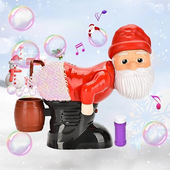 Santa Bubble Blower, Festive Bubble Blower Machine Santa Claus Toy with Music and Flashing Lights, Perfect Indoor and Outdoor Bubble Machine Blower Toy for Fun