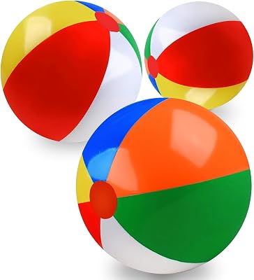 Beach Balls 3PCS, 12 Inflatable Beach Balls for Kids Bulk, Swimming Pool Toys Beach Toys for Summer Water Games, Hawaiian Tropical Theme Party Decorations, Gifts For Christmas, Fathers Day