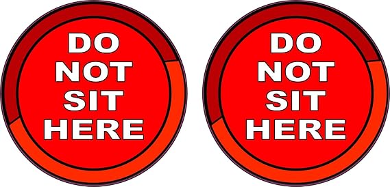 StickerTalk Red Do Not Sit Here Vinyl Stickers, 1 Sheet of 2 Stickers, 3 inches by 3 inches Each