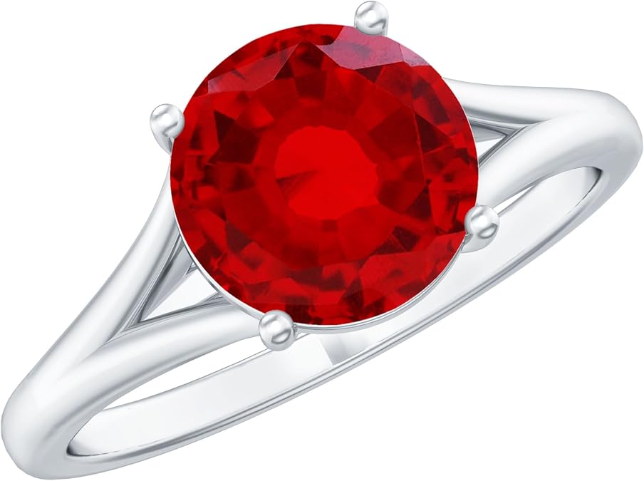 Certified 2 Carat Lab Grown Ruby Engagement Ring With Surprise Diamond