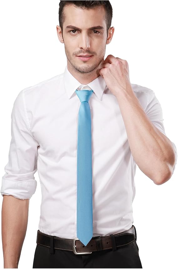 Landisun Black Tie Men Women Solid Skinny Ties Slim Ties Satin Tie